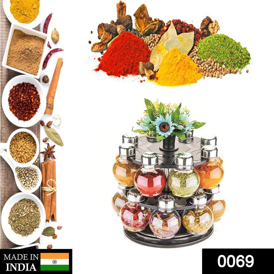 Revolving Spice Rack – 16-Jar Plastic Set | Tidy Table
