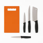 Daily use chopping board kit with plastic board and sharp kitchen knives