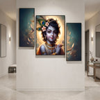 Divine Krishna flute wall art with vivid colors.