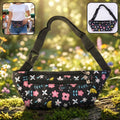 Floral print waist bag with multiple zipper compartments