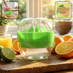 Manual citrus juicer with splash cover squeezing lemon juice efficiently