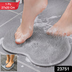 Silicone bathroom foot scrubber mat on shower floor