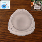 Transparent white ashtray with cigarette holder grooves and modern triangular design