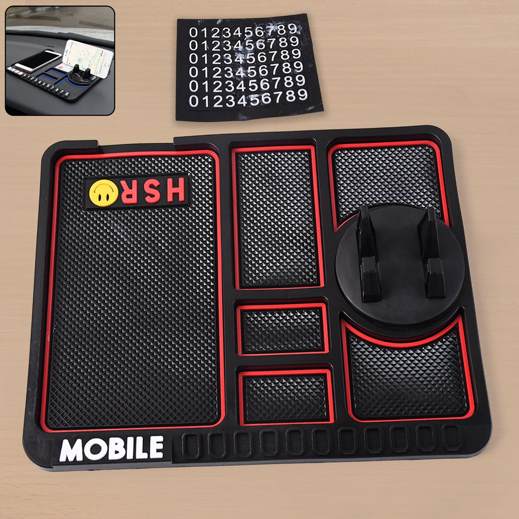Non-slip car dashboard mat and phone holder for secure mobile placement