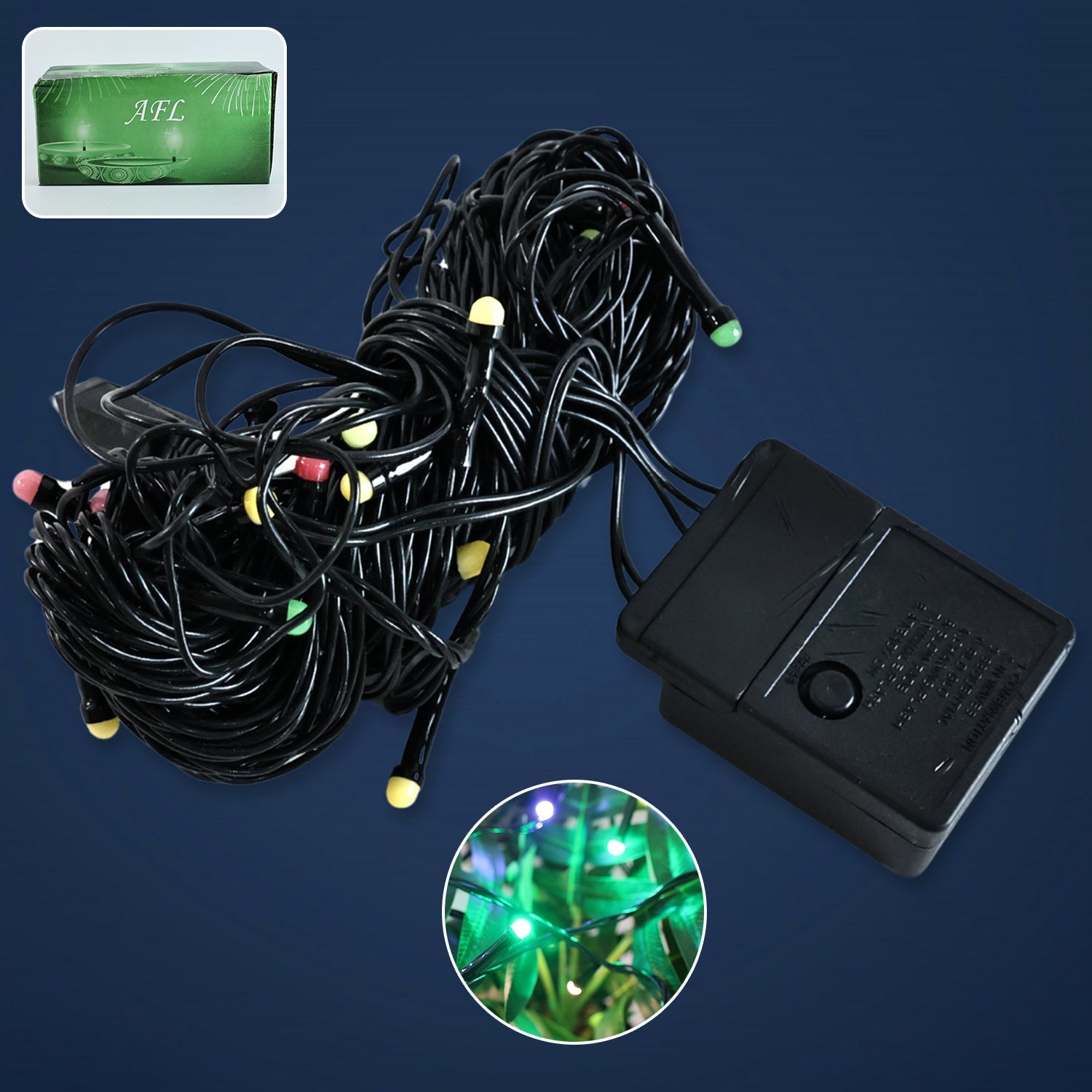 LED decorative string lights with timer function on black wire