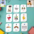 32-piece number flashcard set with colorful illustrations for early learning