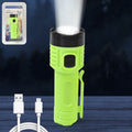 Front view of LED flashlight torch with USB rechargeable feature