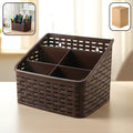 5 compartment desk organizer basket with woven design on office desk