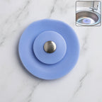 Blue silicone sink strainer and stopper designed for efficient kitchen drainage