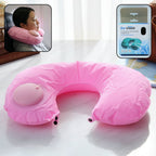 Inflatable U-shaped travel neck pillow for ergonomic neck comfort