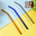 Clear glass drinking straws set of five for eco-friendly sipping