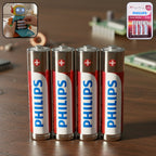 Pack of 4 AA alkaline batteries providing reliable power