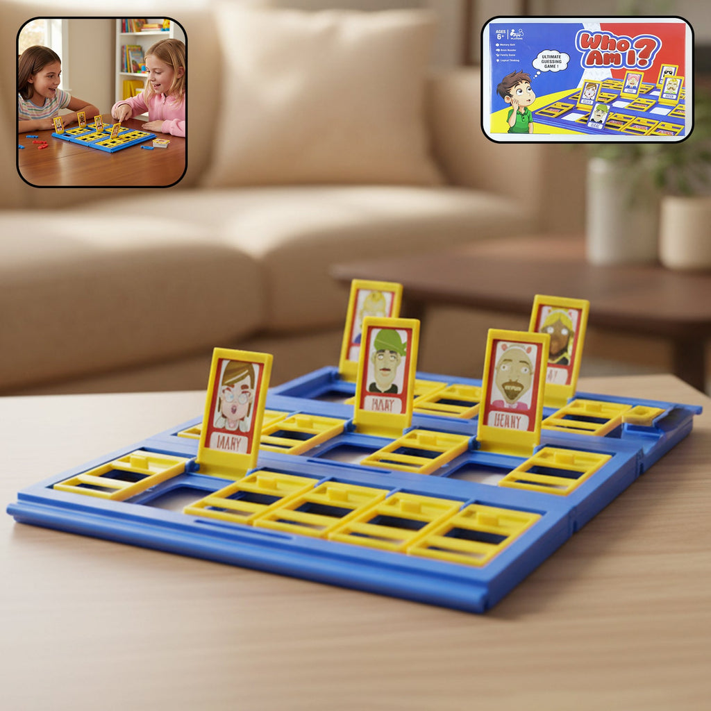 Who Am I guessing board game set with folding board and character flip cards