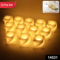 Set of 12 square LED flameless tealight candles creating warm home ambience