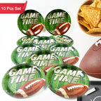 Detailed view of the durable surface and vibrant print on a round disposable paper plate.