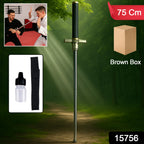 An extended Indo Glow Folding Walking Stick standing upright, showcasing its durable design.