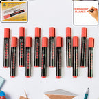 12-piece set of permanent red marker pens with vibrant waterproof ink
