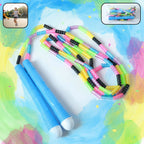 Colorful beaded skipping rope with comfortable grip handles for kids fitness