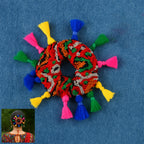 Vibrant Navratri Hair Bun with multicolor tassels for festive hairstyle