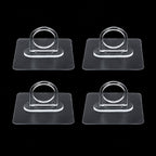 Adhesive plastic wall hook 4-piece set mounted on wall for home organisation