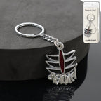 Front view of Mahakal metal keychain with spiritual symbol