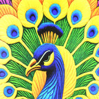 Soft velvet texture detail of vibrant peacock floor mat