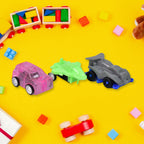 Assortment of bright pull back toy aeroplanes for kids' imaginative play.