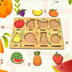 Wooden puzzle piece featuring easy-grip knob for child play