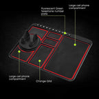 Car dashboard mat holding mobile phone and keys firmly in place