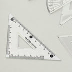 Angle measurement protractor from 4-piece transparent geometry set