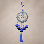 Blue bell detail on Om Evil Eye spiritual home decor wind chime