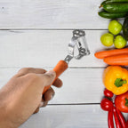 Eco-friendly kitchen tool vegetable peeler with wooden handle and curved blade