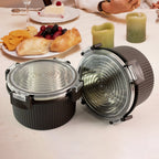 Close-up of Rustic Jar Set showing ribbed texture and clear airtight lids