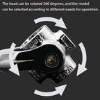 Universal socket wrench engaging a hex bolt, showcasing its adaptability for different fasteners.