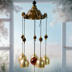 Soothing tones from decorative wind chimes in backyard patio