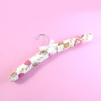 Premium padded floral clothes hanger with satin cover and chrome hook