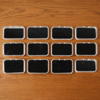 Twelve-piece rectangular jewellery storage box set with soft base for rings and earrings