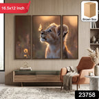 Colorful Lion Cub MDF wall painting for wildlife-themed home decor