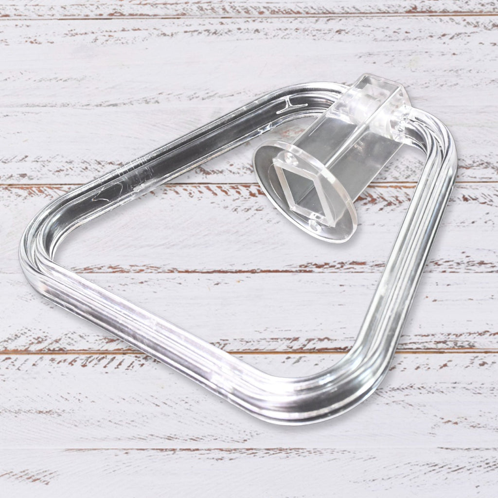 Close-up view of the durable ABS plastic material of the square towel ring.