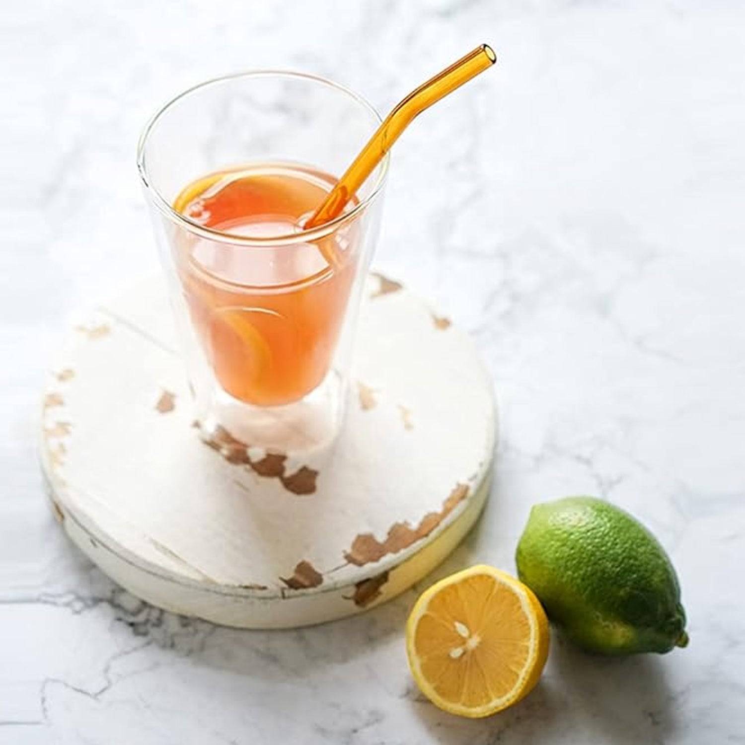 Sustainable clear glass drinking straw with cleaning brush