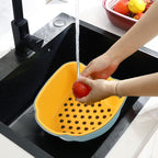 Round ergonomic pepper shape washing bowl with deep strainer basket