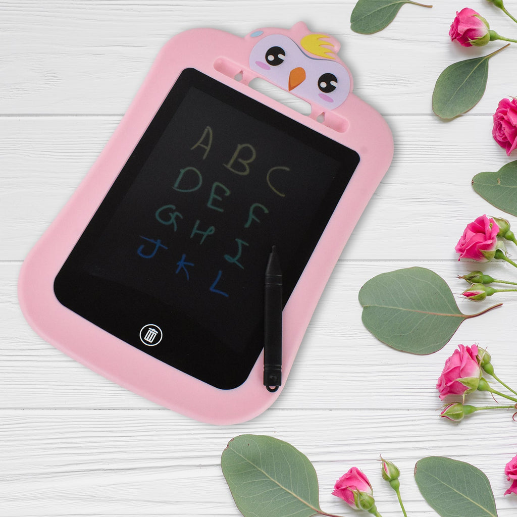 Angle detail of Kids LCD Writing Tablet with durable plastic frame