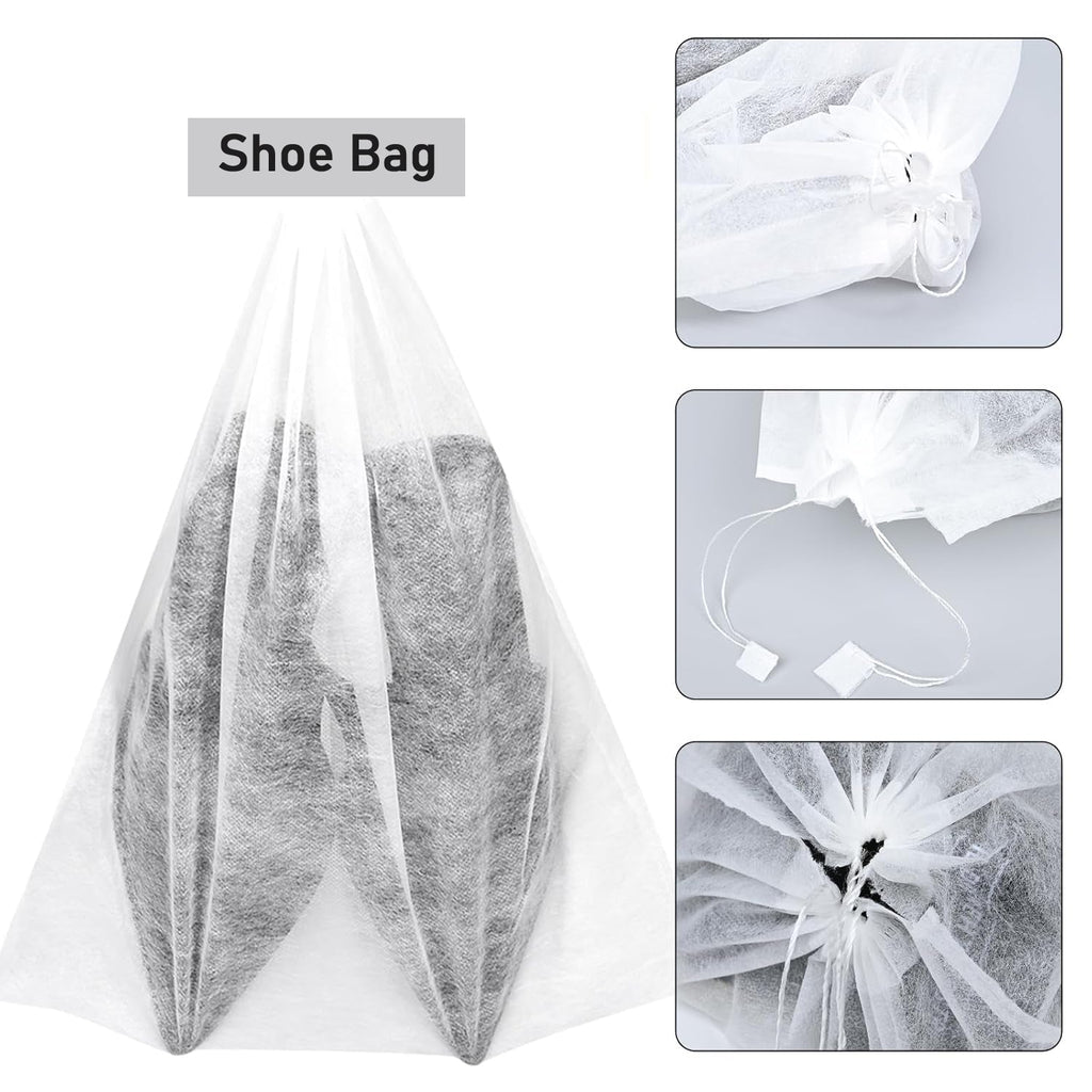 Breathable non-woven shoe storage bag with drawstring closure