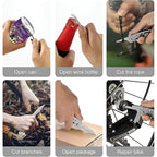 Folded compact stainless steel multi-tool kit for travel convenience