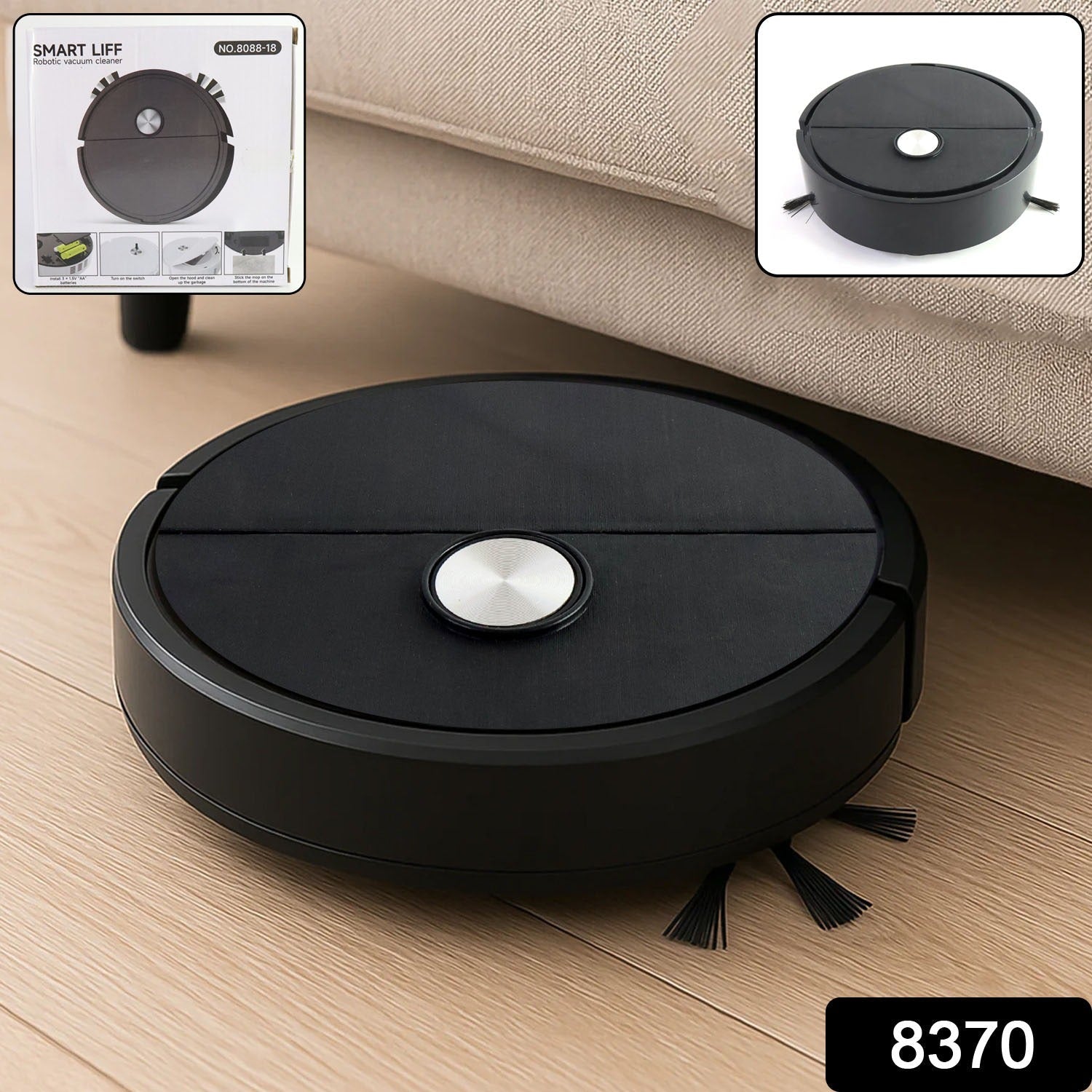 In-use Vacuum Cleaner Sweeping Robot performing cleaning in a modern living room