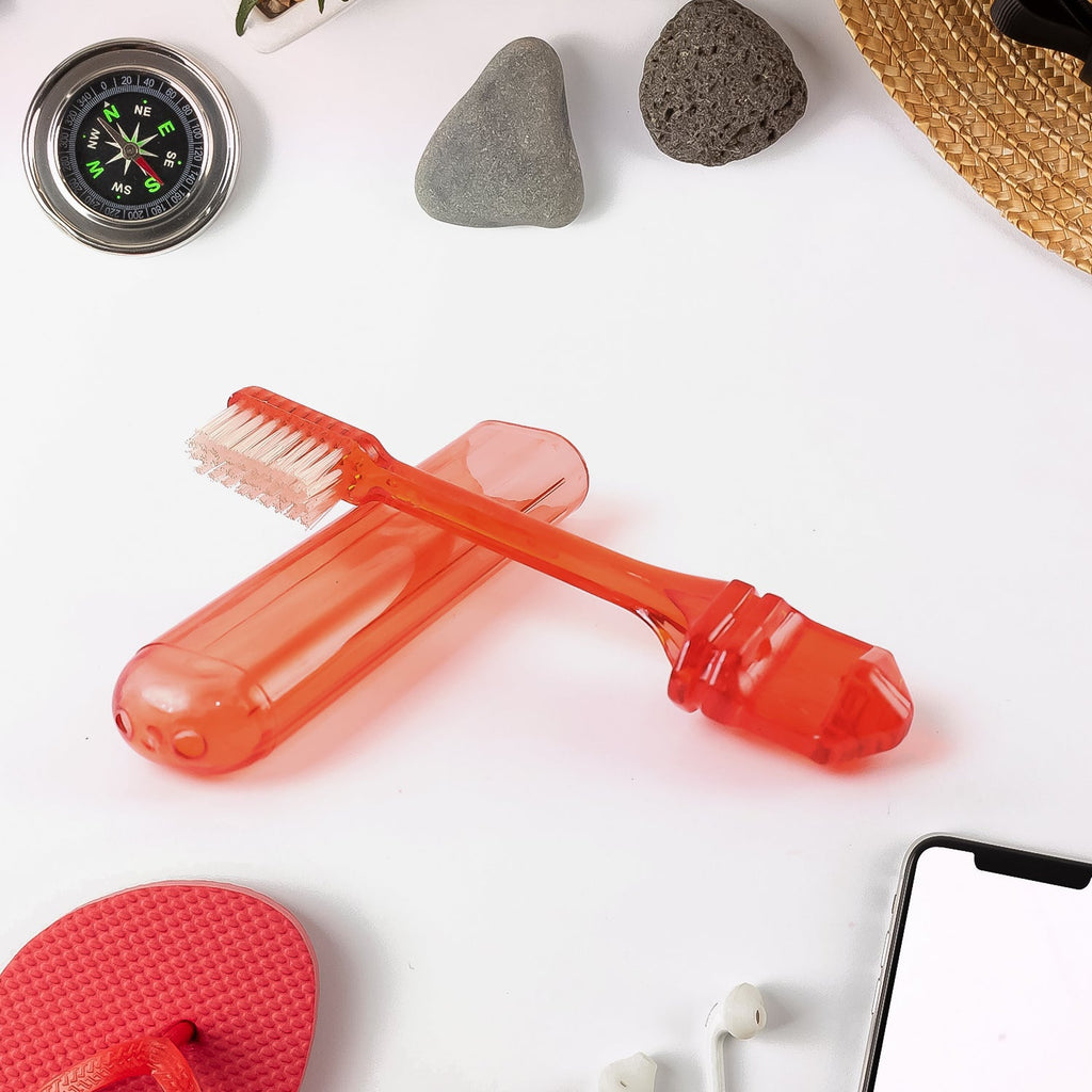 Portable foldable toothbrush designed for easy carrying and hygiene.