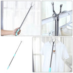 Versatile clothes hanger pole used for various high-reach tasks.