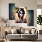 Spiritual Krishna flute wall decor for meditation space.
