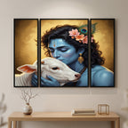 Spiritual Krishna cow landscape decor for home or gift