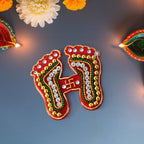 Festive Pad Laxmi Foot Stickers embellished with beads and stones for Diwali decoration